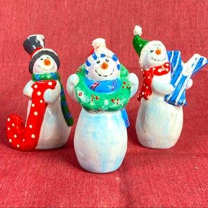 Christmas Resin Snowman Figurine HandPainted Set 3